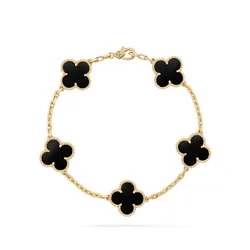 Vòng Đeo Tay Van Cleef & Arpels Alhambra Onyx Gold 18k Yellow Gold Màu Vàng Gold Size 15mm (Chế Tác)