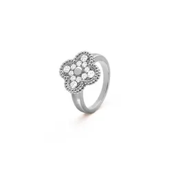Nhẫn Jewery Luxury Alhambra Diamond Clovers Gold 18k White Gold Màu Vàng Trắng