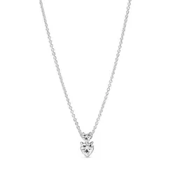 Dây Chuyền Pandora Double Heart Pendant Sparkling Collier Necklace 391229C01-45 Màu Bạc