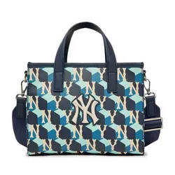 Túi Tote MLB Cube Monogram Small Tote Bag New York Yankees 3AORS022N-50NYD Màu Xanh Navy