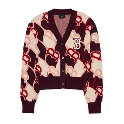 Áo Cardigan MLB Argyle Monogram Crop Cardigan Boston Red Sox 3FKCY0124-43WIS Màu Đỏ Hồng