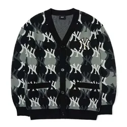 Áo Cardigan MLB Argyle Monogram New York Yankees 3AKCY0224-50BKS Màu Đen Xám Size M