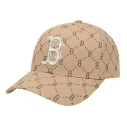 Mũ MLB Monogram Diamond Curve Boston Red Sox Beige 32CPFH111-43B Màu Kem
