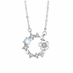 Dây Chuyền Lili Jewelry Bạc Nữ Đính Pha Lê Aurora Hình Vòng Hoa Audrey LILI_628865 Màu Bạc