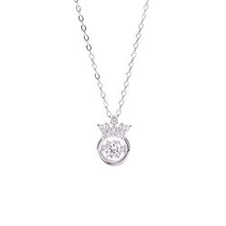 Dây Chuyền Lili Jewelry Bạc Nữ Thời Trang Mạ Vàng Đính Đá CZ Tròn Vương Miện LILI_748661 Vàng Trắng