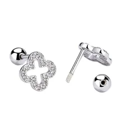 Khuyên Tai LiLi Jewelry Hình Cỏ Bốn Lá, Đá Cubic Zirconia LiLi_472522 Màu Bạc