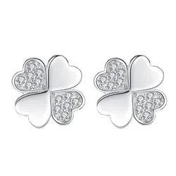 Khuyên Tai LiLi Jewelry Hình Cỏ Bốn Lá, Đá Cubic Zirconia LiLi_474127 Màu Bạc