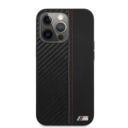 Ốp Điện Thoại BMW iPhone 13 Pro BMHCP13LMOCABK Cacbon Silicon Logo M Màu Đen