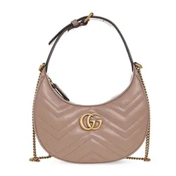 Túi Xách Tay Gucci GG Marmont Half-Moon-Shaped Mini Bag New Beige Màu Beige