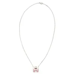 Dây Chuyền Hermès Pop H Pendant Light Pink In Silver Màu Bạc Mặt Hồng