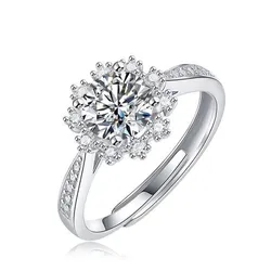 Nhẫn LiLi Jewelry Đính Kim Cương Moissanite Hình Bông Tuyết Lili_423452 Màu Bạc