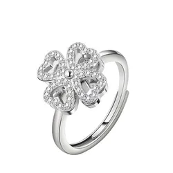 Nhẫn LiLi Jewelry Hình Cỏ Bốn Lá Dạng Xoay Đính Đá Cz Lili_482977 Màu Bạc