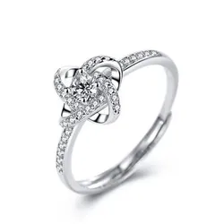 Nhẫn LiLi Jewelry Hình Cỏ Bốn Lá Đính Đá Cz Lili_372838 Màu Bạc