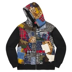 Áo Khoác Supreme Patchwork Zip Up Hooded Sweatshirt Phối Màu Size S