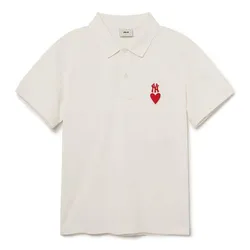 Áo Polo MLB Heart New York Yankees 3APQH0133-50IVS Màu Trắng Size M