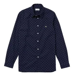 Áo Sơ Mi Lacoste Men's Printed Cotton Poplin Shirt CH6904 HHW Màu Xanh Navy Size 40