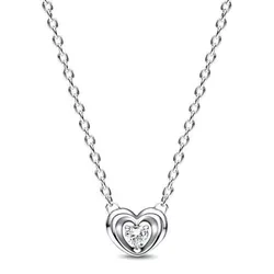 Dây Chuyền Pandora Moments 925 Sterling Zilveren Heart Ketting 392494C01-45 Màu Bạc