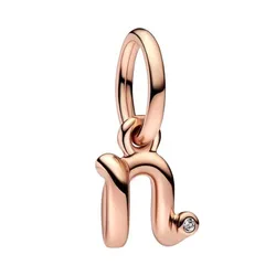 Hạt Vòng Charm Pandora Letter N Script Alphabet Dangle Charm 782475C01 Màu Vàng Hồng