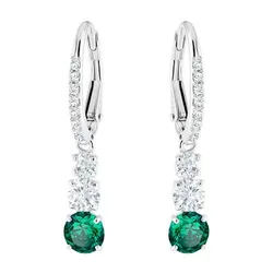 Khuyên Tai Swarovski Attract Trilogy Round Pierced Earrings Green, Rhodium Plating 5646718 Màu Xanh Bạc