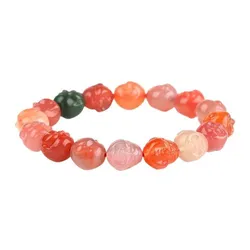 Vòng Đeo Tay LiLi Jewelry Mã Não 7A Khắc Phật Di Lặc LILI_476639 Phối Màu Kích Thước Đá 12-13mm