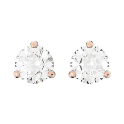 Khuyên Tai Nữ Swarovski Solitaire Stud Earrings Round Cut, White, Rose Gold-Tone Plated 5112156 Màu Vàng Trắng
