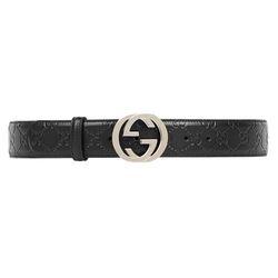 Thắt Lưng Gucci Signature Leather Belt Màu Đen Size 90