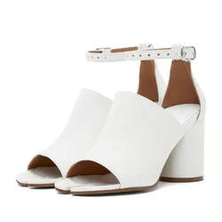 Giày Cao Gót Nữ Maison Martin Margiela White Tabi Heeled Sandals Màu Trắng
