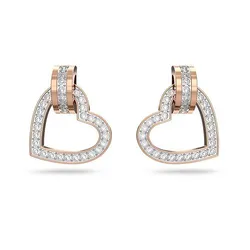 Khuyên Tai Nữ Swarovski Lovely Stud Earrings Heart, White, Rose Gold-Tone Plated 5616477 Màu Trắng/ Vàng Hồng
