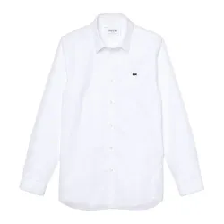 Áo Sơ Mi Nam Lacoste Men's Slim Fit Stretch Cotton Poplin Shirt CH2668 001 Màu Trắng Size 38