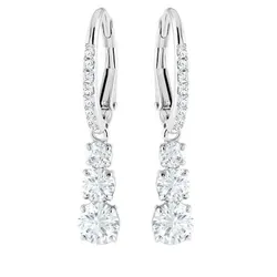 Khuyên Tai Nữ Swarovski Attract Trilogy Hoop Earringsround Cut, White, Rhodium Plated 5416155 Màu Bạc