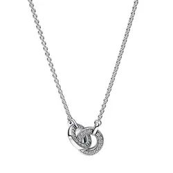 Dây Chuyền Nữ Pandora Signature Intertwined Pavé Pendant Necklace 392736C01 Màu Bạc