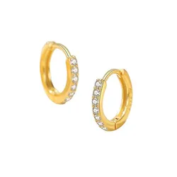 Khuyên Tai LiLi Jewelry Dạng Tròn Đính Đá CZ Cristy LILI_886531 Màu Vàng