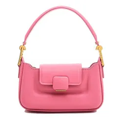 Túi Đeo Chéo Nữ Charles & Keith CNK Koa Leather Push-Lock Top Handle Bag Pink 50782261 Màu Hồng