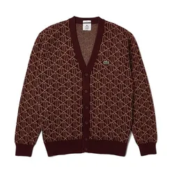 Áo Cardigan Lacoste Jacquard Monogram Patterned AH6825 Màu Đỏ Mận Size S