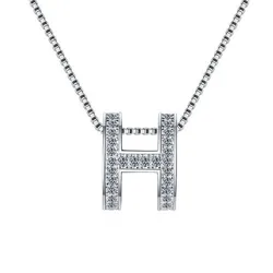 Dây Chuyền Nữ Lili Jewelry Bạc Nữ Đính Kim Cương Moissanite Kiểu Chữ H LILI_345449 Màu Bạc