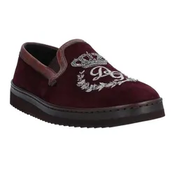 Giày Lười Nam Dolce & Gabbana D&G Crown Logo Mondello Bordeaux Chất Liệu Da Lộn Đỏ Nâu Thời Trang Sang Trọng Size 42.5