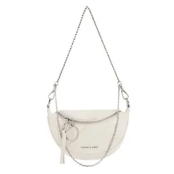 Túi Đeo Chéo Nữ Charles & Keith CNK Philomena Half-Moon Crossbody Bag - Cream 80151325 Màu Trắng