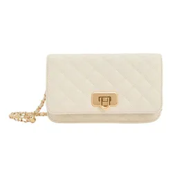 Túi Đeo Vai Nữ Charles & Keith CNK Cressida Quilted Push-Lock Clutch Cream 70160131 Màu Trắng Kem
