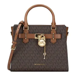Túi Xách Nữ Michael Kors Hamilton Satchel Small MK Signature 35F1GHMS1B Màu Nâu