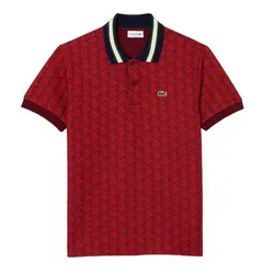 Áo Polo Nam Lacoste Classic Fit Contrast Collar Monogram DH1417 Màu Đỏ Size 2