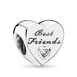 Hạt Vòng Charm Pandora Friendship Heart Clear 791727CZ Màu Bạc