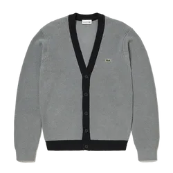 Áo Cardigan Lacoste Men's Knit Hybrid Waffle Knit Cardigan AH147 - 031 Màu Ghi Size 2