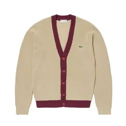 Áo Cardigan Nam Lacoste Men's Knit Hybrid Waffle Knit Cardigan AH147 - ZS1 Màu Be Size 3
