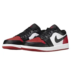 Giày Thể Thao Nike Air Jordan 1 Low Bred Toe 553558-161 Shoes Màu Đen Đỏ Size 41
