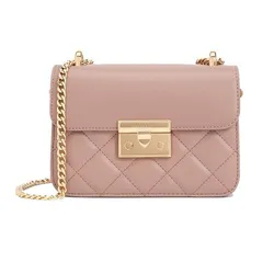 Túi Đeo Chéo Nữ Charles & Keith CNK Quilted Push-Lock Chain Handle Bag Blush 80701360 Màu Hồng Nude