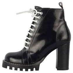 Giày Boot Nữ Louis Vuitton LV Star Trail Leather Ankle Màu Đen Size 36