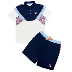Bộ Quần Áo Cộc Tay Nam Fila Adrian Men's Tennis Trắng Phối Xanh Size S