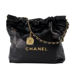 Túi Đeo Vai Nữ Chanel 22 Small Shiny Calfskin Gold Tone Metal Black Màu Đen