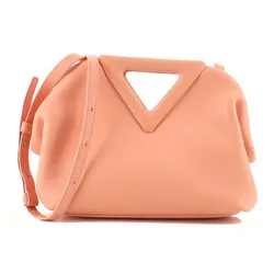 Túi Xách Nữ Bottega Veneta Small Triangle Leather Shoulder Bag In Peachy Màu Hồng Cam