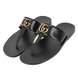 Dép Nam Gucci GG Black Metal Logo Flip-Flops 498698 A4HD0-1000 Màu Đen Size 40